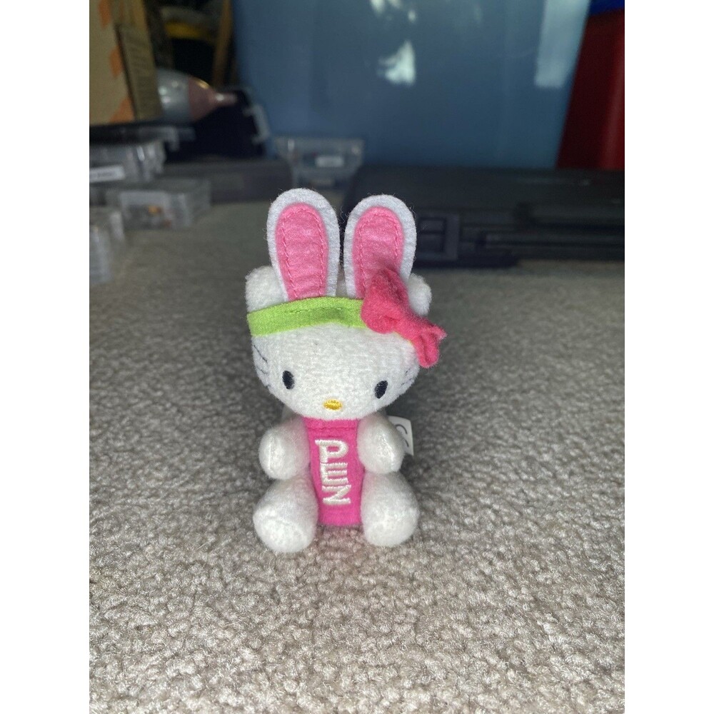 Sanrio Hello Kitty Easter Bunny PEZ Candy Dispenser Plush Keychain Clip Pink